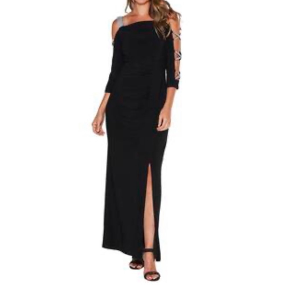MSK Rhinestone Ladder Trim Sleeve Sheath Dress Size 10